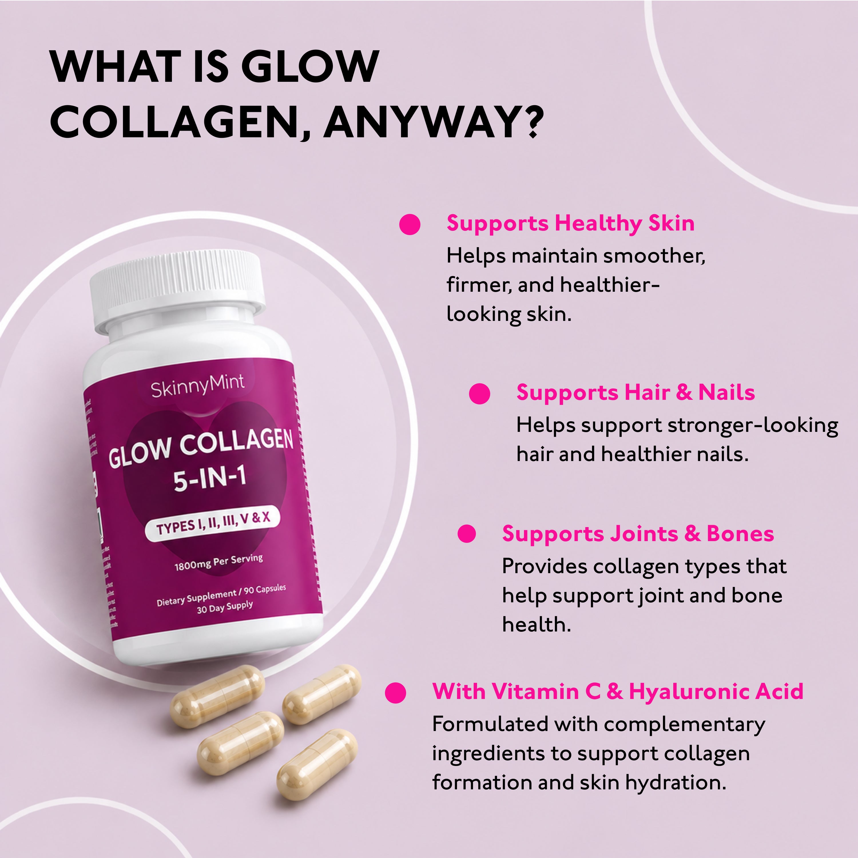 Glow Collagen 5-in-1 benefits infographic two SM-GLWCOL-90