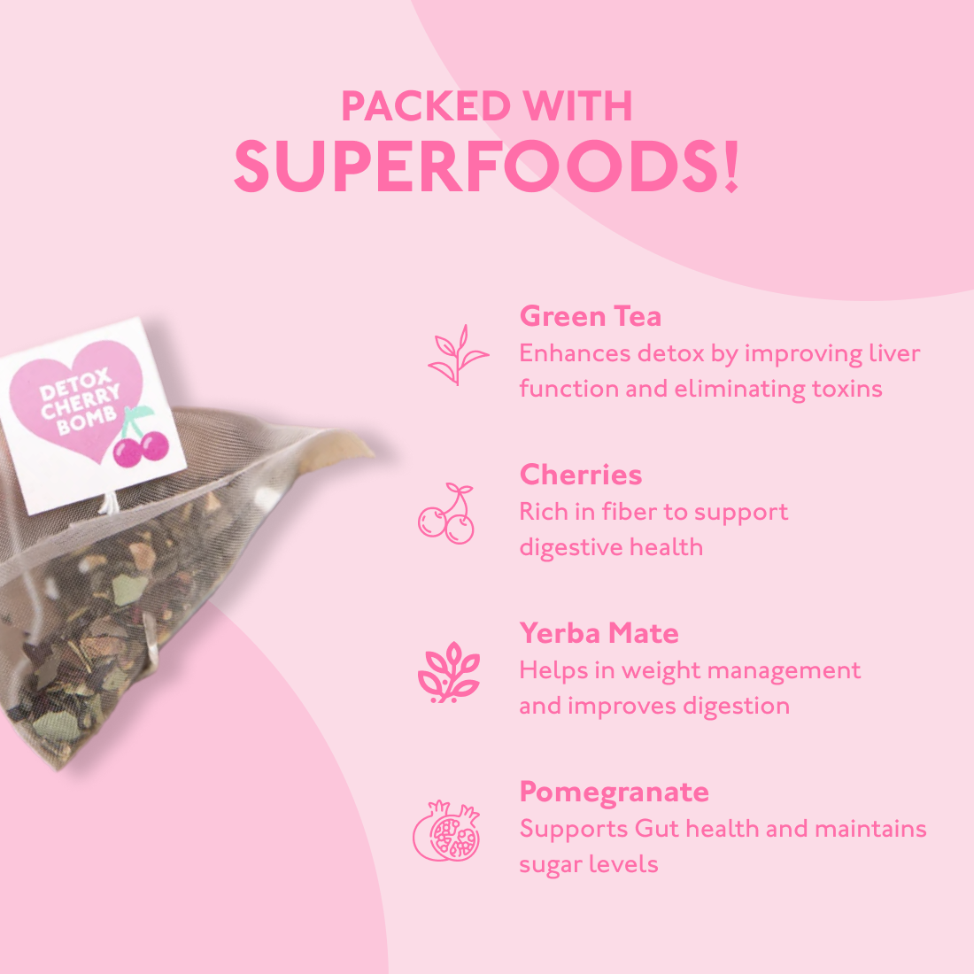 Detox Cherry Bomb Superfood Detox Tea  SM0000592020, SM0000592025, SM-DCB-4