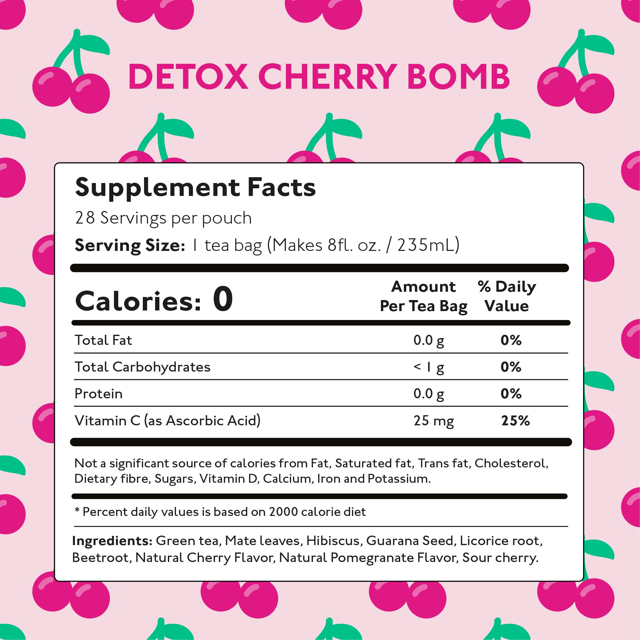 Detox Cherry Bomb Supplement Facts