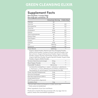 Green Cleansing Elixir Nutritional Facts