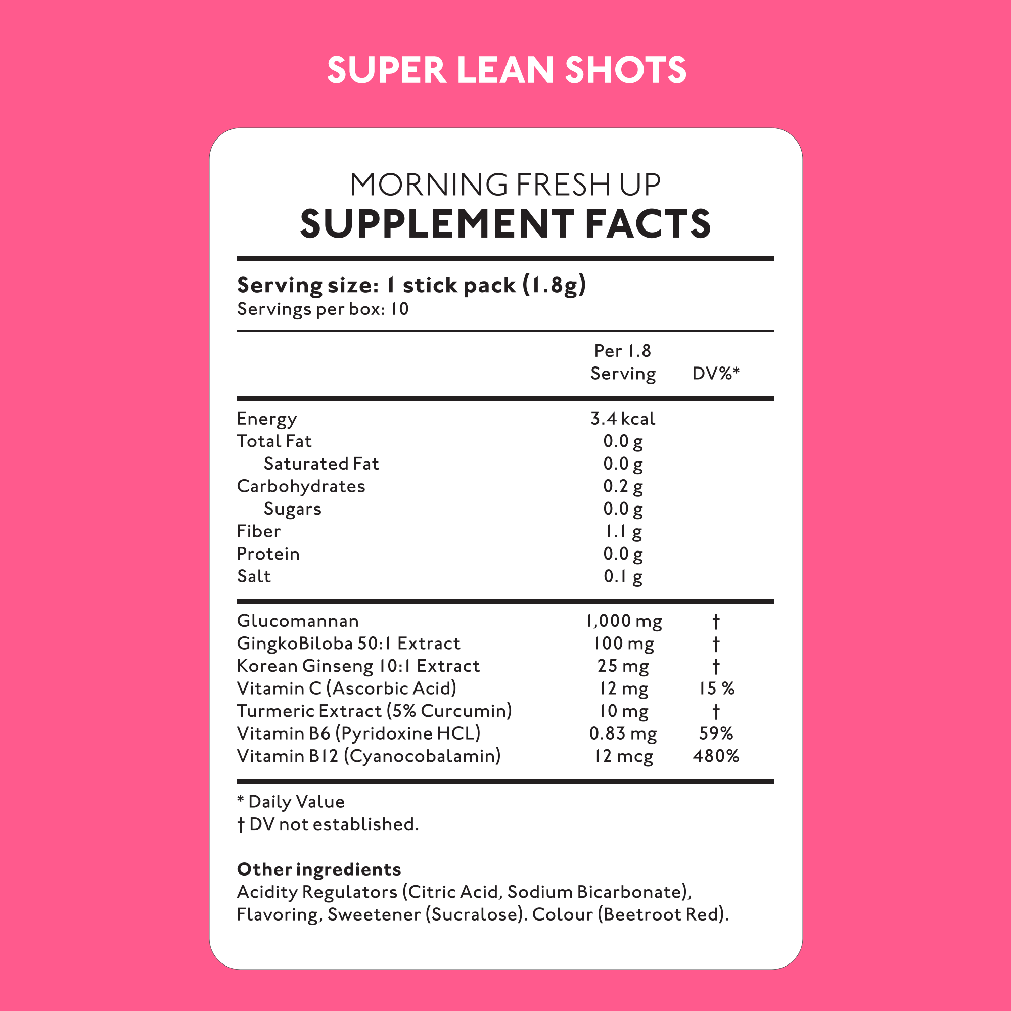 Morning Fresh Up Supplement Facts