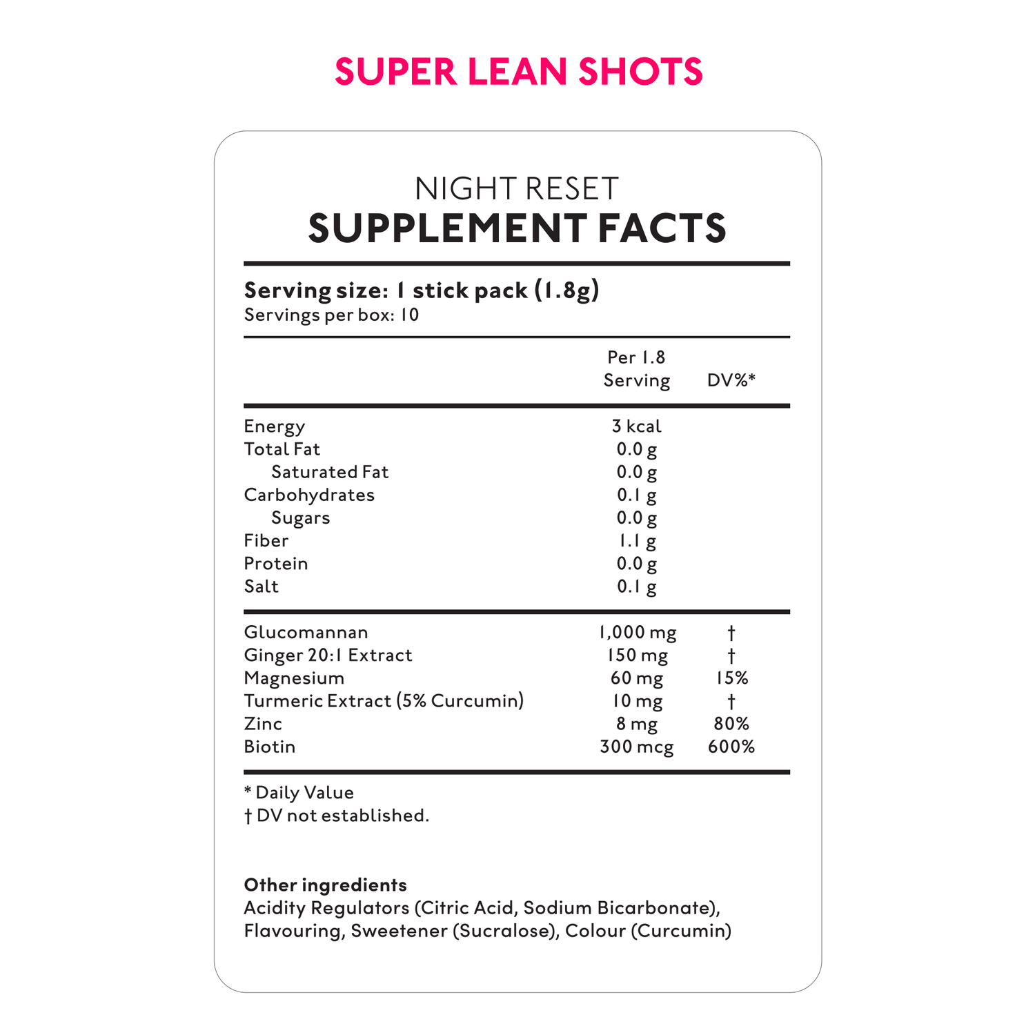 Night Reset Supplement Facts